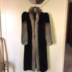 Mink coat with fox trim